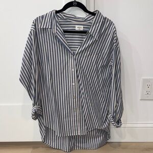WILFRED FREE Blue and White Striped Button-Up Shirt OVERSIZED XS